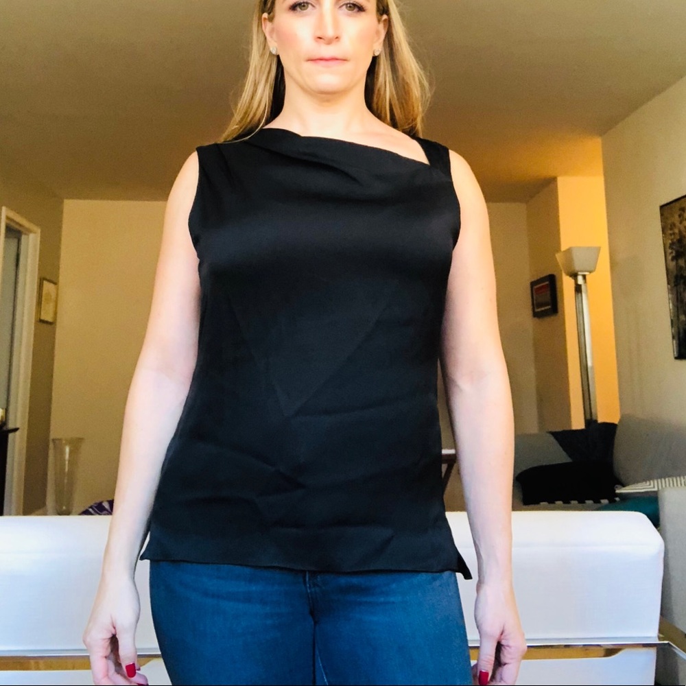 Satin black tank top